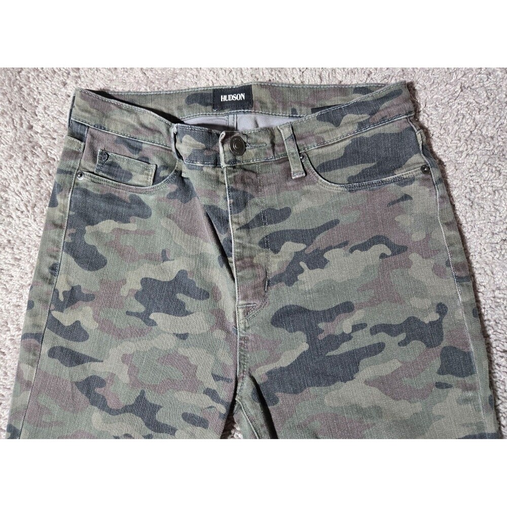 Hudson Barbara Skinny Fit High Waisted Camo Jeans Green Brown Women's 29 - Picture 6 of 7